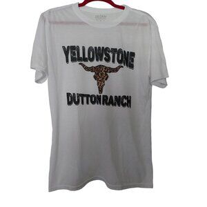 Yellowstone Dutton Ranch Graphic T-Shirt M White Cotton Polyester Blend